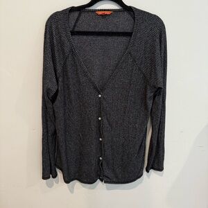 ModCloth Charcoal Gray Button-Up Cardigan Waffle Knit Top Womens XL Casual